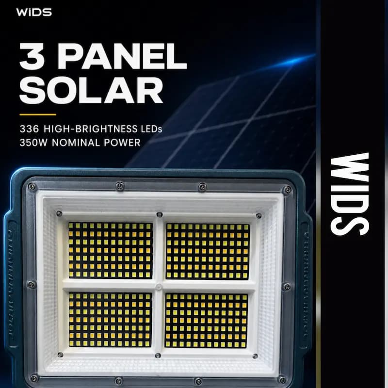 پروژکتور شارژی و خورشیدی ویدز 350 وات مدل 3PANEL SOLAR — تصویر ۲