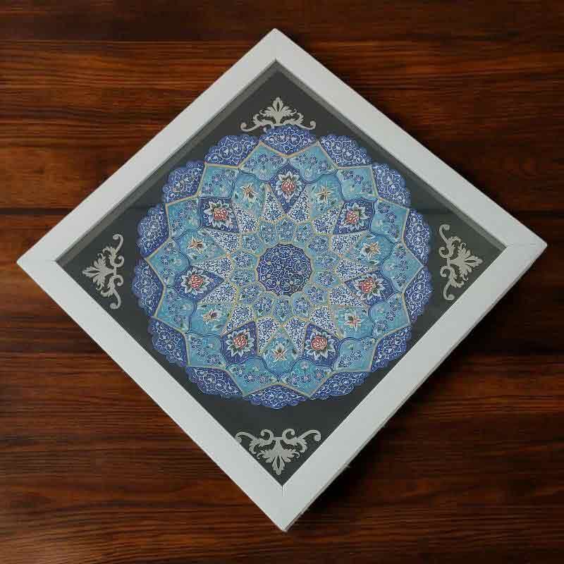 بشقاب میناکاری دیوارکوب 30 سانتی|همراه با قاب PVC|کد DK30403