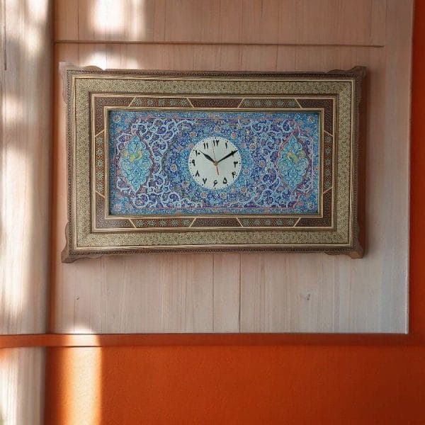 ِساعت میناکاری دیوارکوب همراه با قاب خاتم|کد DK384 — تصویر ۷