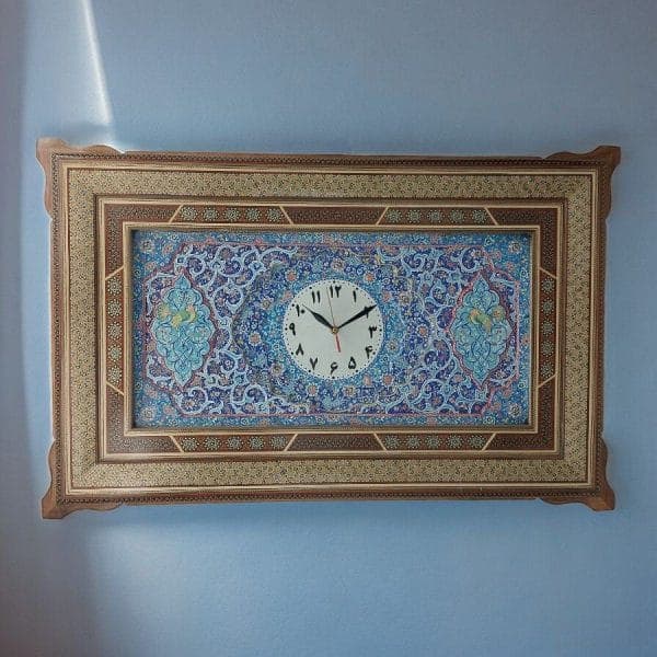 ِساعت میناکاری دیوارکوب همراه با قاب خاتم|کد DK384