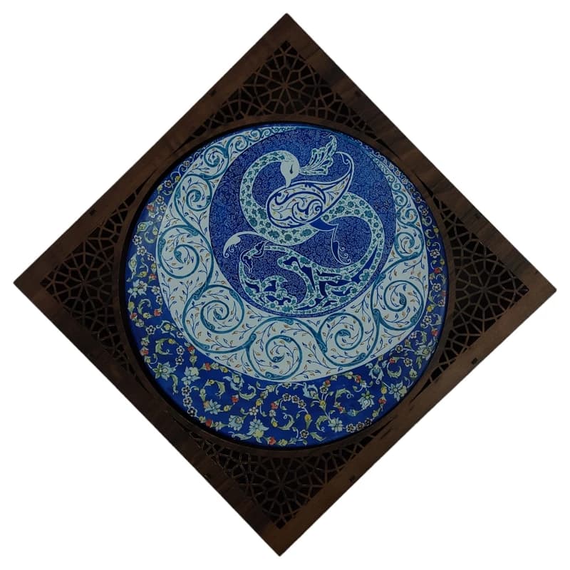 بشقاب میناکاری دیوارکوب 25 سانتی|طرح طاووس|کد B1152 — تصویر ۲