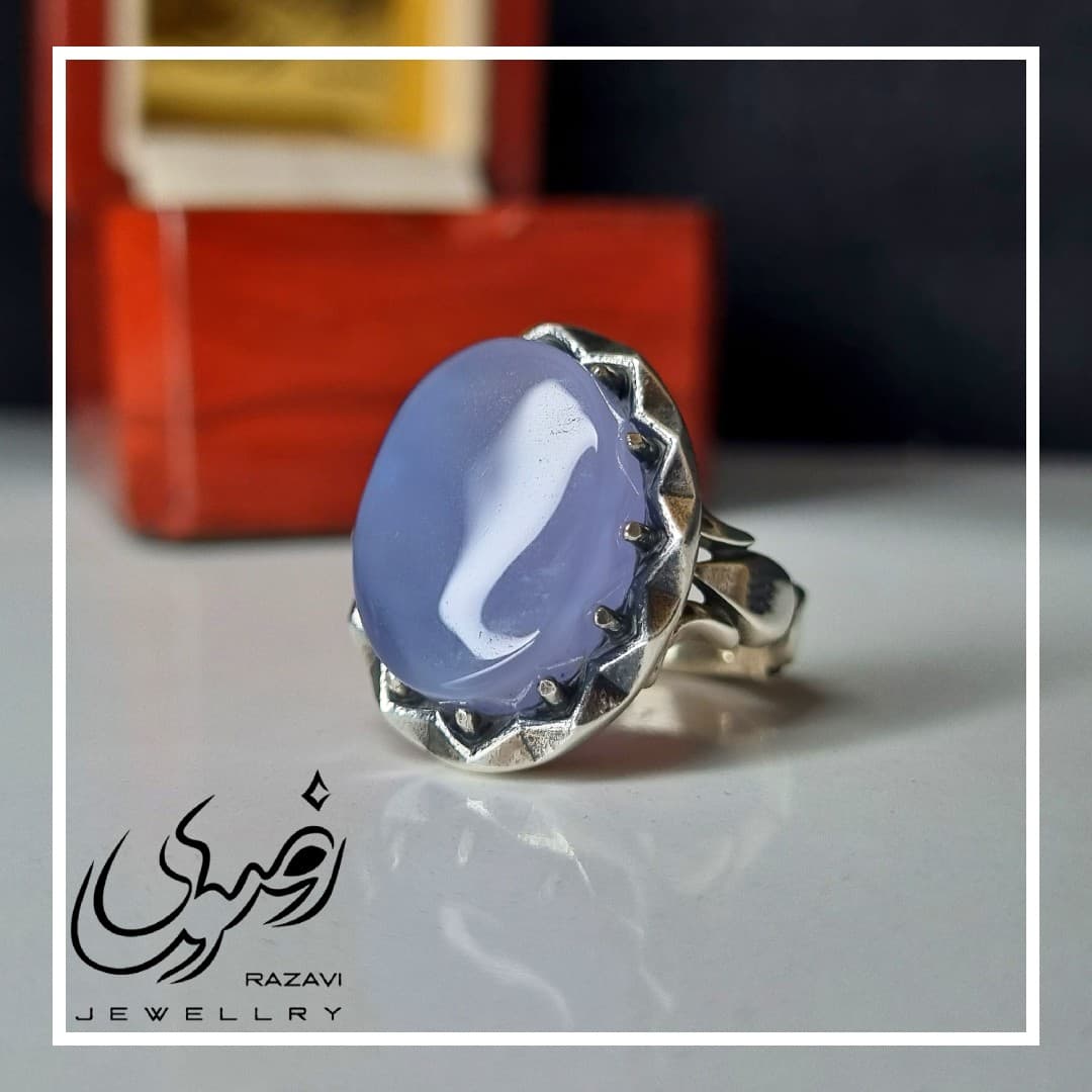 انگشتر نقره مردانه عقیق کبود یمنی — تصویر ۱۰