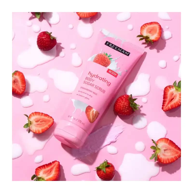 اسکراب شکری بدن شیر توت فرنگی Hydrating فریمن 175 میلی لیتر — تصویر ۳