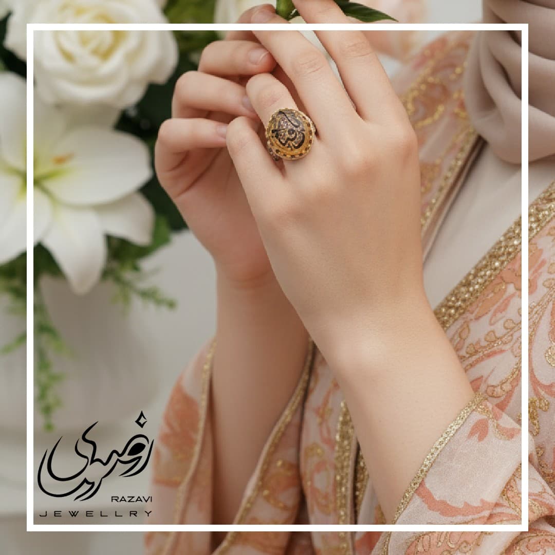 انگشتر نقره زنانه عقیق یمانی پرتغالی با حکاکی یا رقیه — تصویر ۵