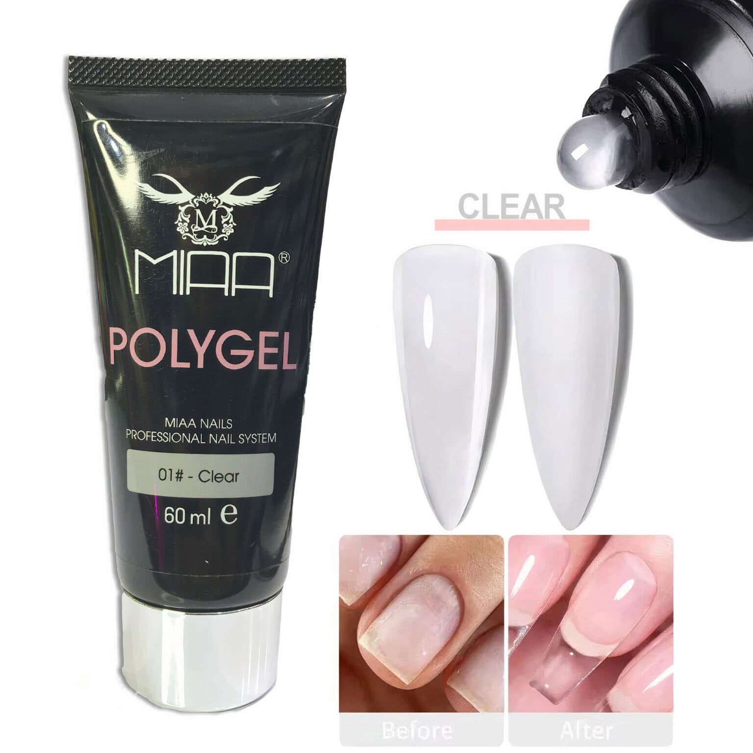 پلی ژل ۶۰ میل میا (Mia Poly Gel 60ml) رنگ CLEAR — تصویر ۲