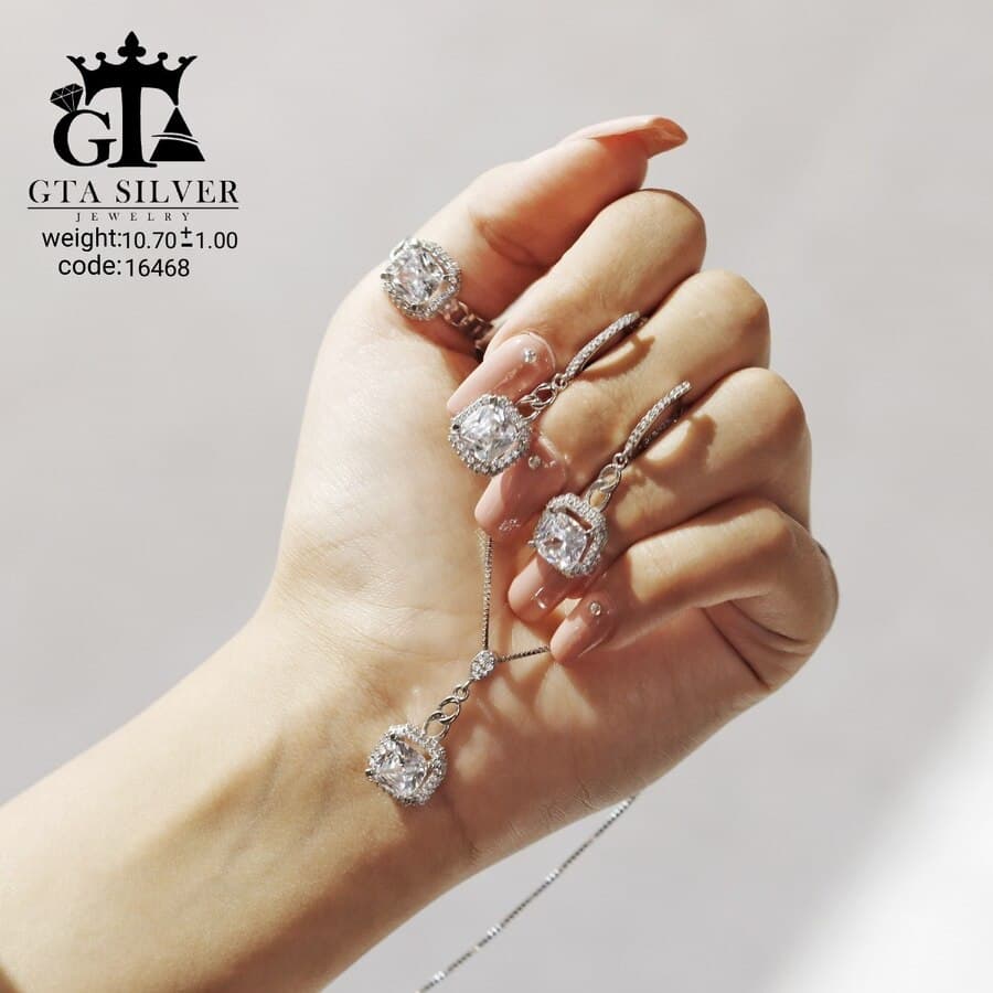 نیم ست نقره میکرو طرح امرالدکات کد 16468 — تصویر ۸