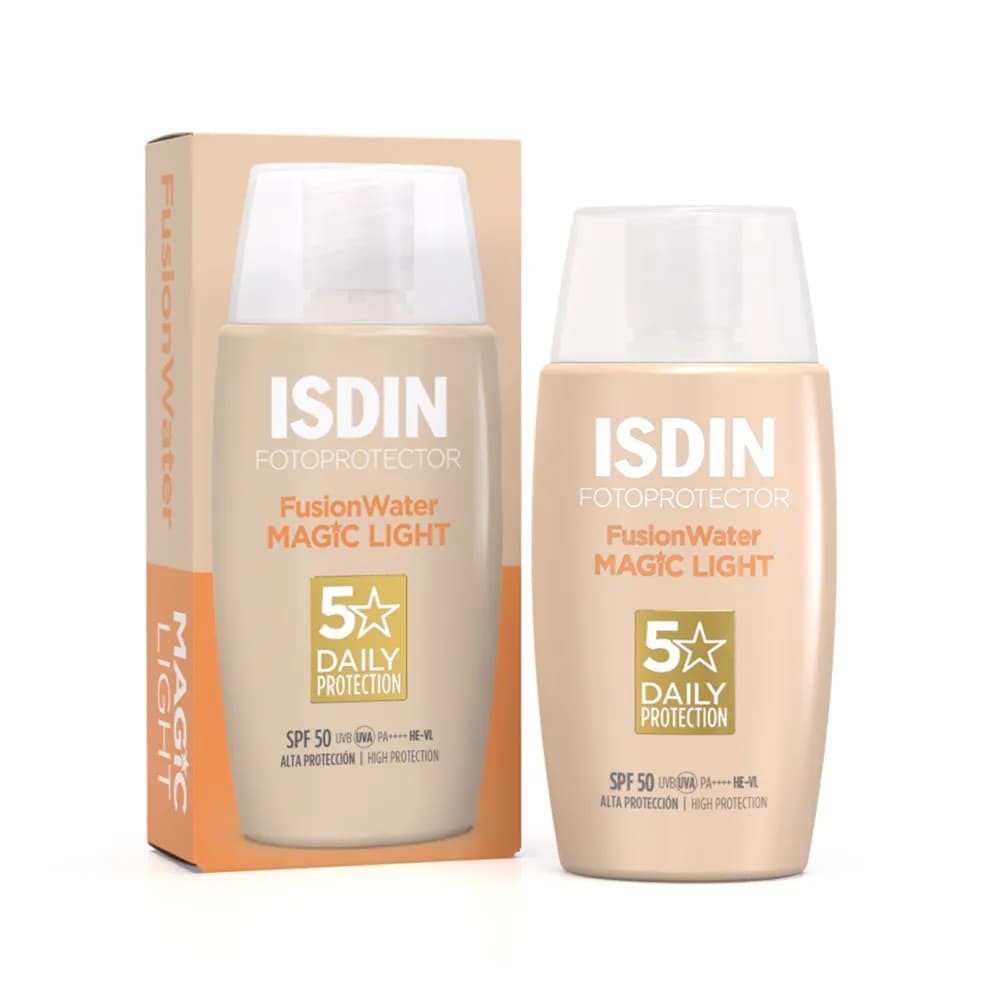 ضد آفتاب فیوژن واتر مجیک رنگی ایزدین اصل Isdin Fotoprotector Fusion Water MAGIC Light SPF 50 اورجینال — تصویر ۹