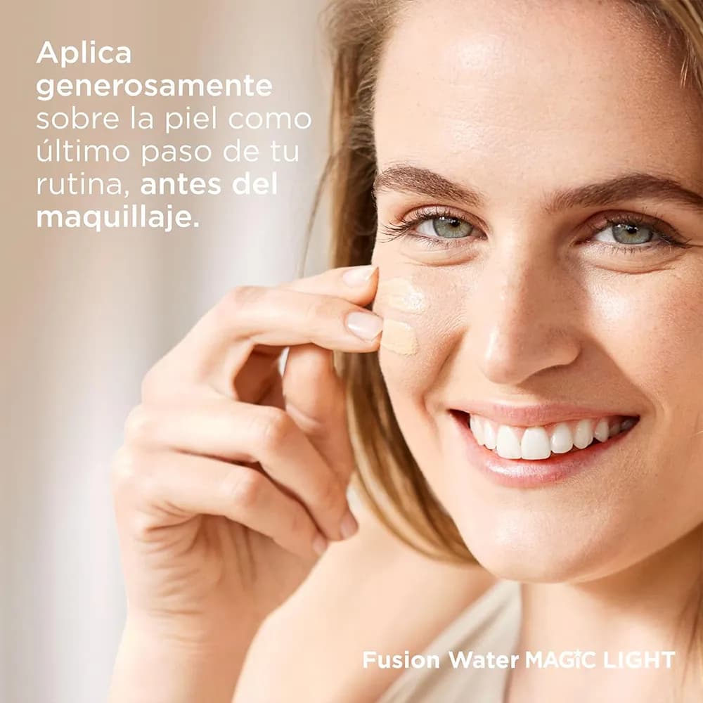 ضد آفتاب فیوژن واتر مجیک رنگی ایزدین اصل Isdin Fotoprotector Fusion Water MAGIC Light SPF 50 اورجینال — تصویر ۶