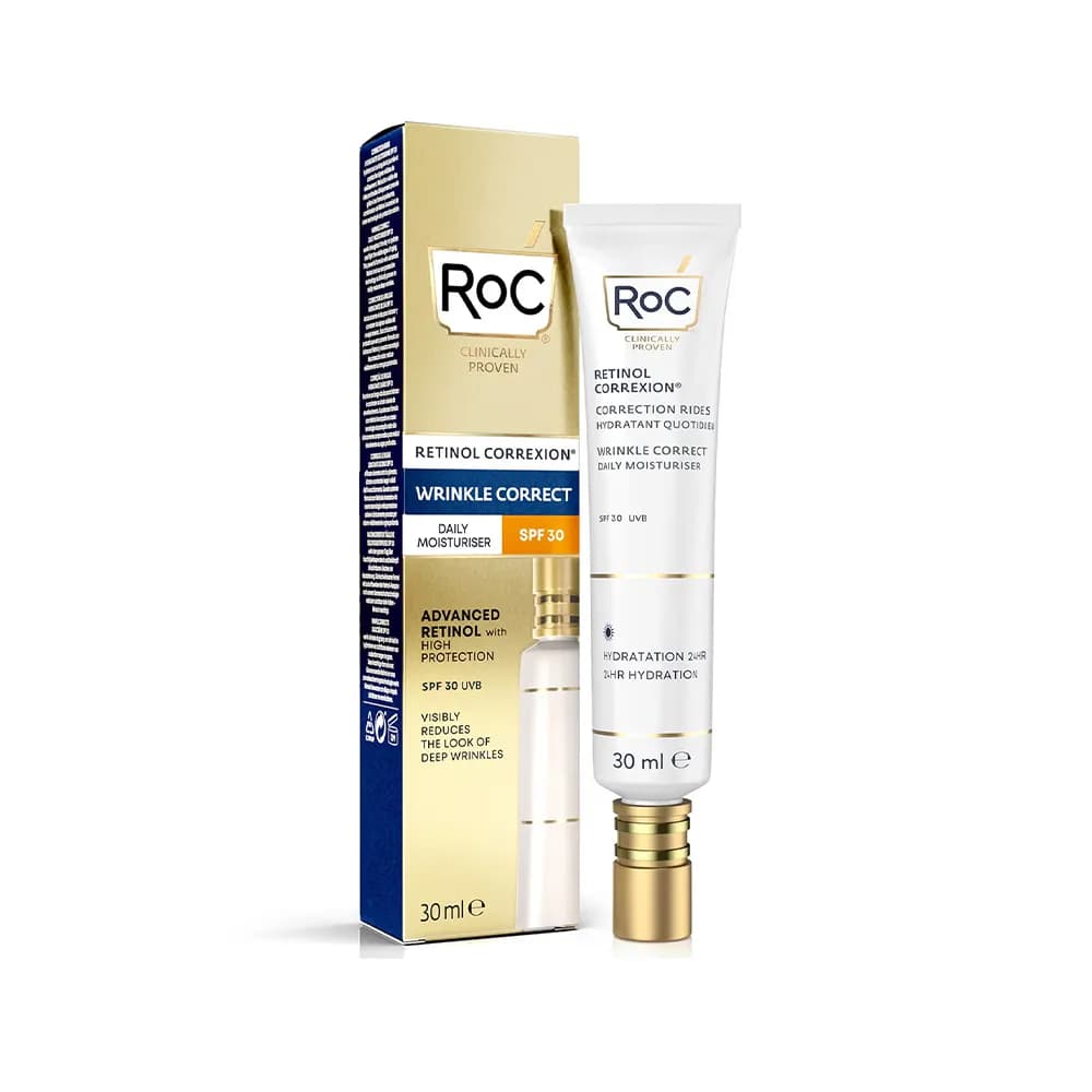 مرطوب کننده روزانه ضد چروک عمیق رتینول راک Roc کورکسیون با SPF 30 حجم 15 و 38 میل اصل آمریکا — تصویر ۹