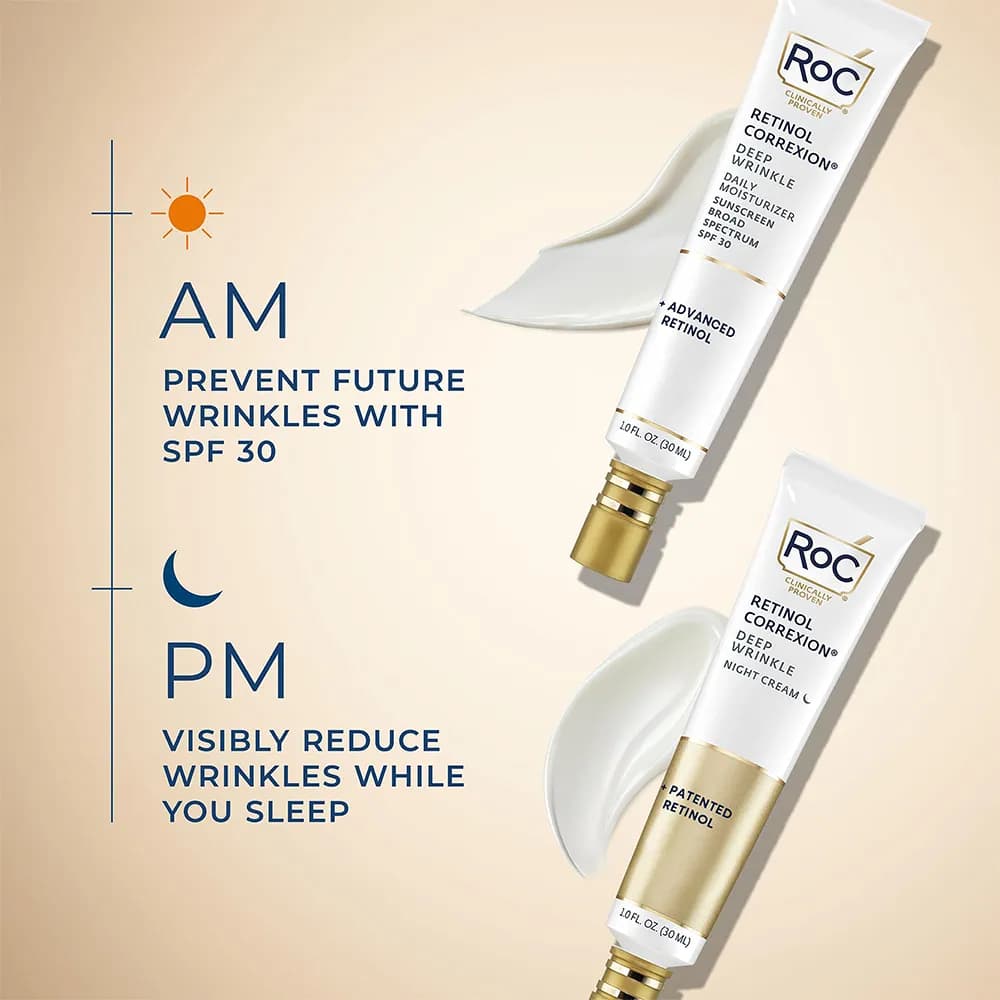 مرطوب کننده روزانه ضد چروک عمیق رتینول راک Roc کورکسیون با SPF 30 حجم 15 و 38 میل اصل آمریکا — تصویر ۸