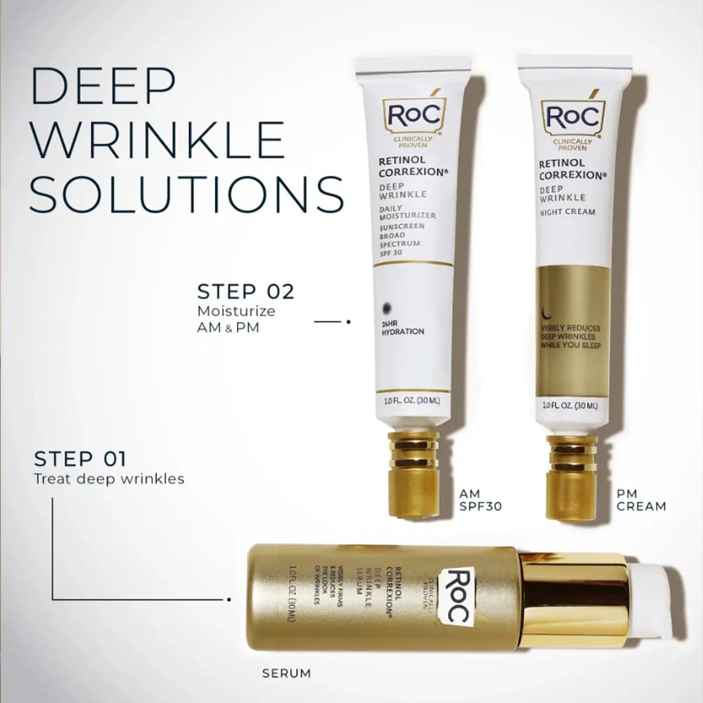 مرطوب کننده روزانه ضد چروک عمیق رتینول راک Roc کورکسیون با SPF 30 حجم 15 و 38 میل اصل آمریکا — تصویر ۳