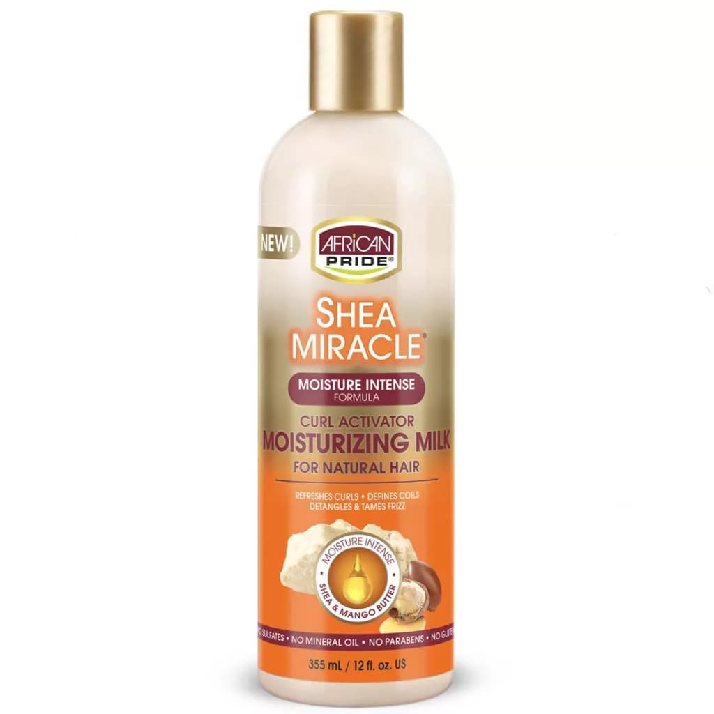 اکتیویتور فعال کننده فر مو آفریکن پراید African Pride حجم 355 میل Shea Miracle Curl Activator Moisturizing Milk اورجینال — تصویر ۴