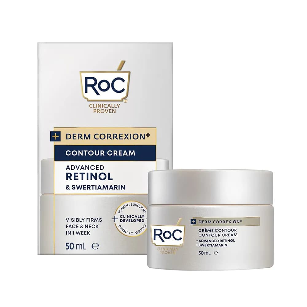 کرم رتینول لیفت کننده آبرسان راک Roc صورت و گردن مدل derm correxion contour cream اصل آمریکا