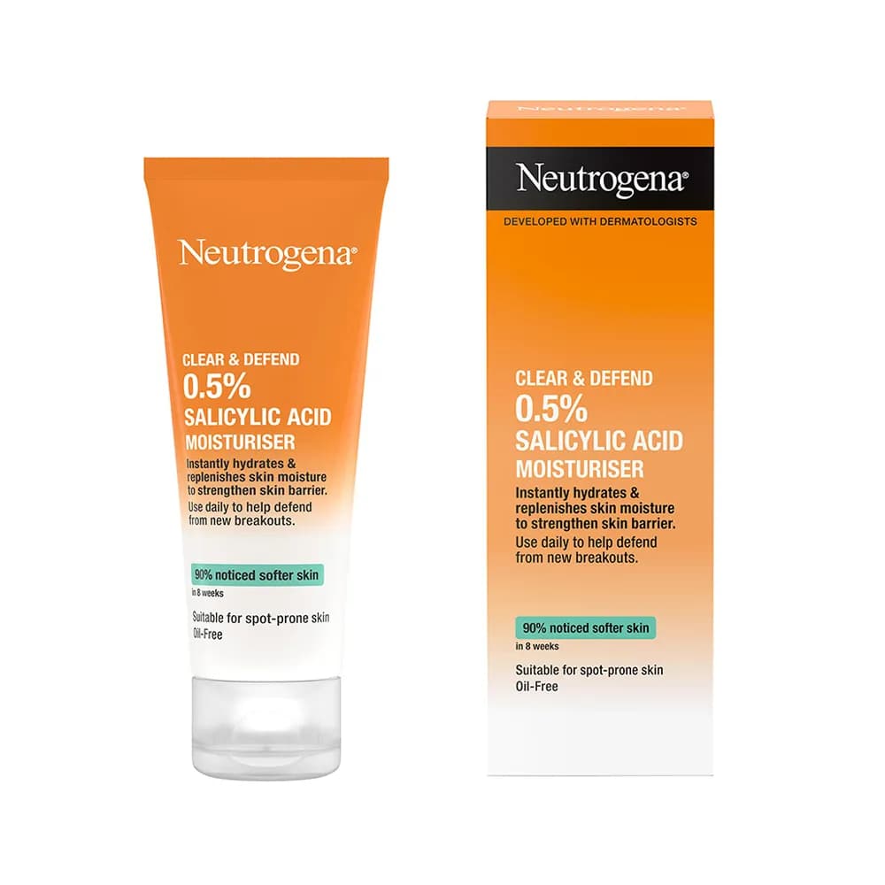 کرم مرطوب کننده ضد جوش نوتروژینا Neutrogena CLEAR & DEFEND 0.5% SALICYLIC ACID MOISTURISER حجم 50 میل — تصویر ۲