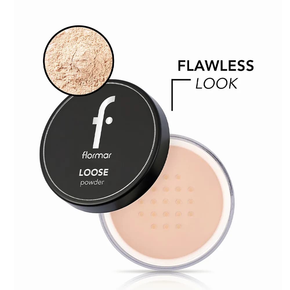 پودر فیکس رنگی فلورمار Flormar Loose Powder پودر بیک رنگی Loose شماره 001 pale sand