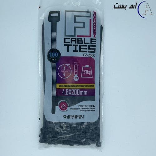 بست کمربندی فروزش سایز 4.8×200 میلیمتر مشکی