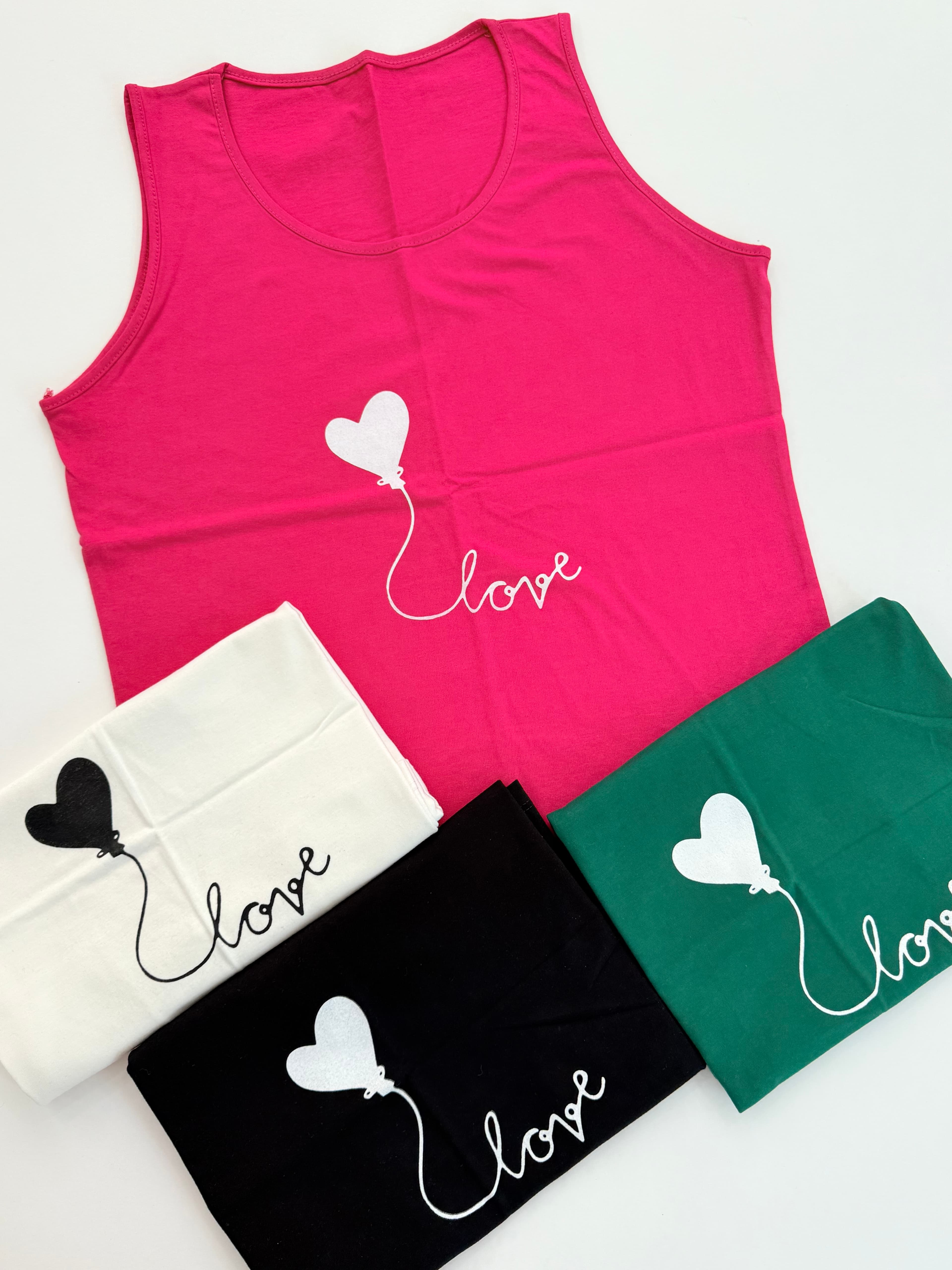 تاپ نخی زنانه طرح بادکنک قلبی (LOVE)