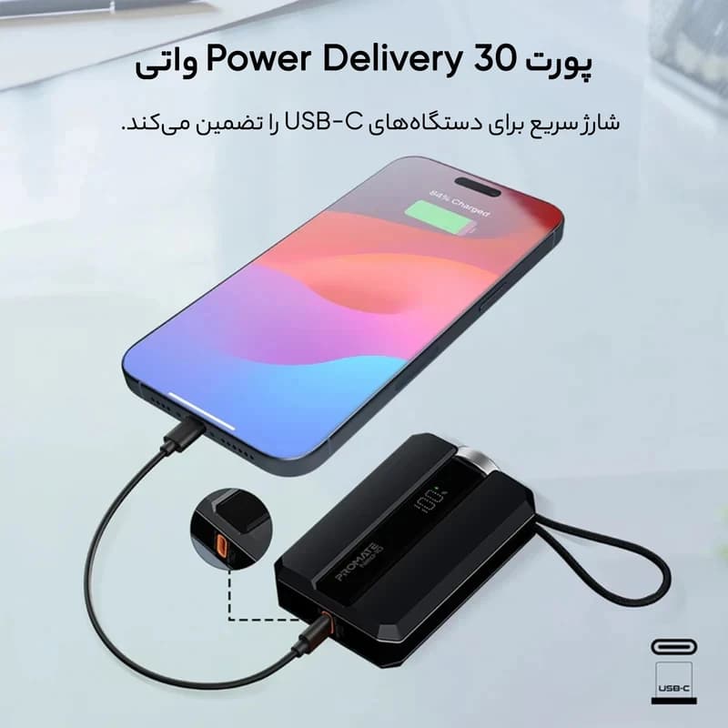 پاوربانک پرومیت مدل NEO-10.BLK ظرفیت 10000 میلی‌آمپرساعت — تصویر ۲