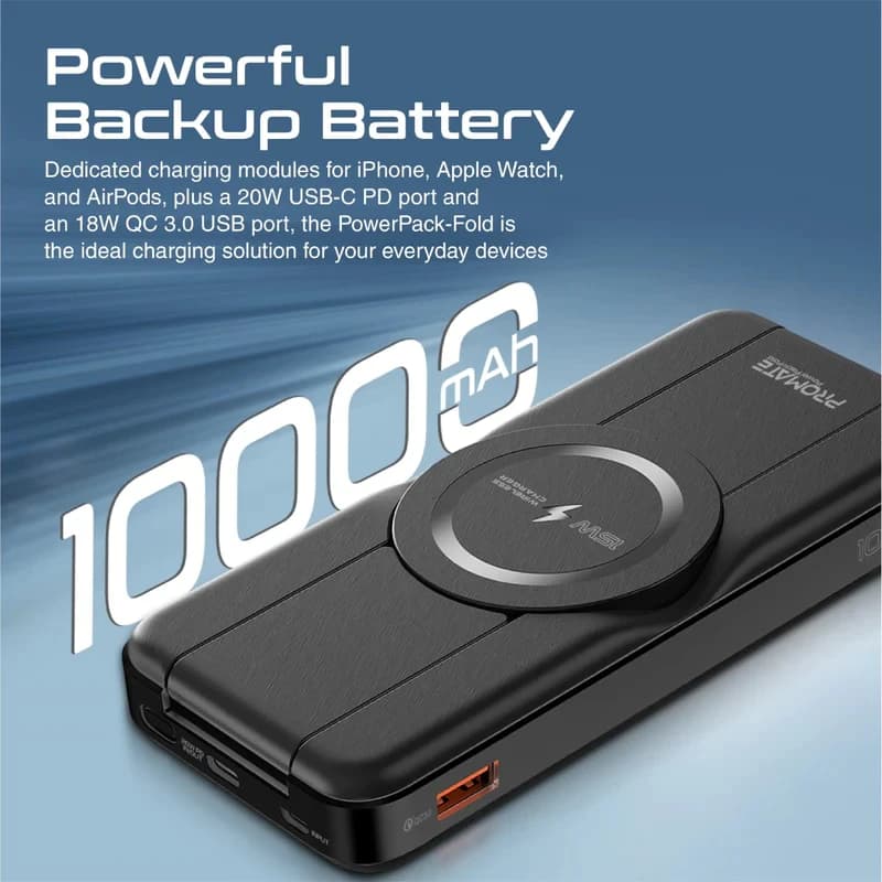 پاوربانک پرومیت مدل POWERPACK-FOLD به ظرفیت 10000 میلی آمپرساعت — تصویر ۵