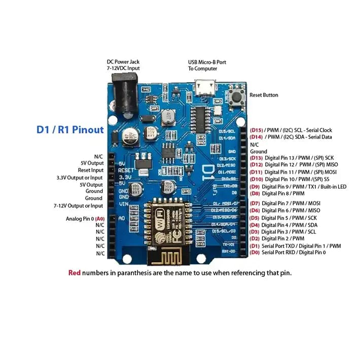 برد WeMos D1 با هسته ESP8266 دارای وای‌فای مبتنی برد Arduino UNO — تصویر ۶