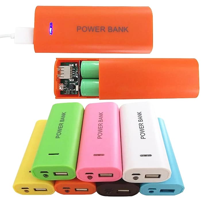 قاب پاوربانک 2 باتری 18650 با خروجی USB 5V 1A و چراغ‌قوه LED رنگ زرد — تصویر ۶