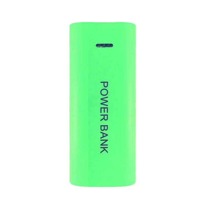 قاب پاوربانک 2 باتری 18650 با خروجی USB 5V 1A و چراغ‌قوه LED رنگ سبز