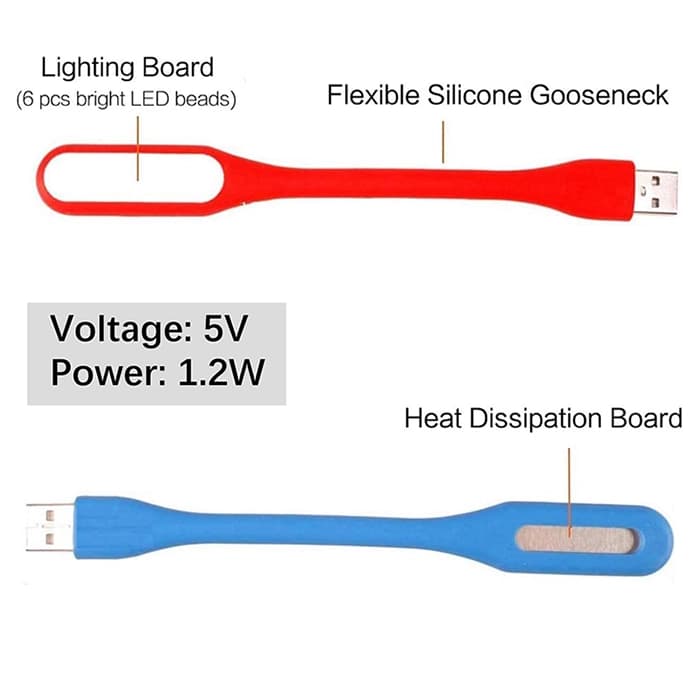 چراغ USB LED انعطاف پذیر رنگ آبی — تصویر ۴