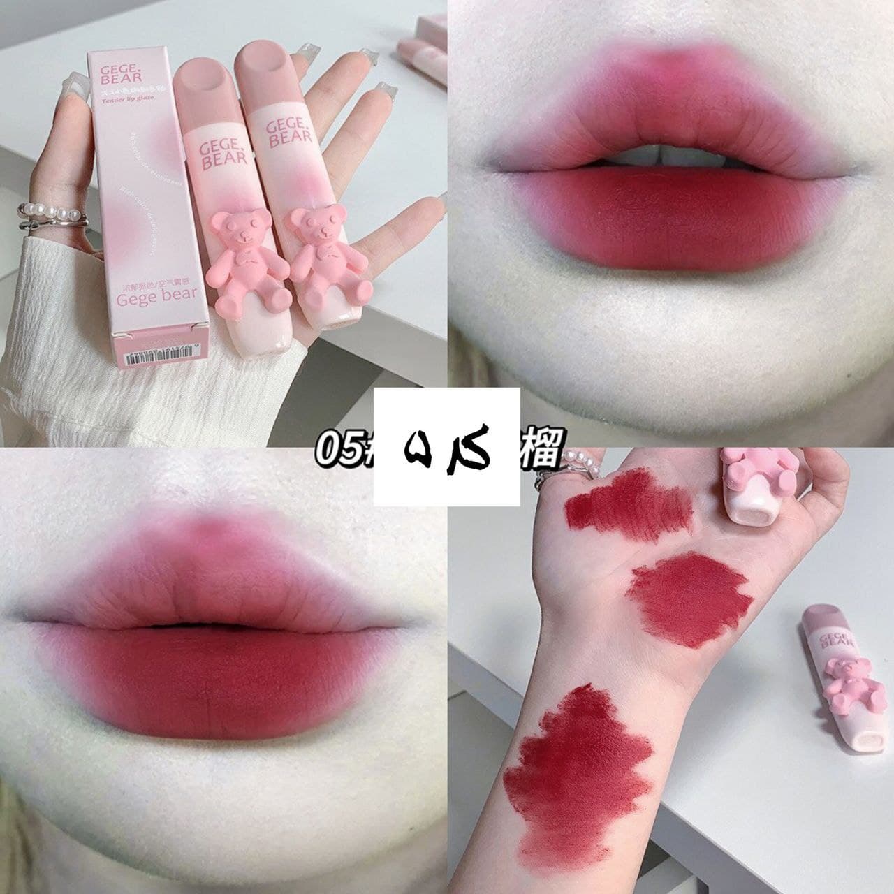 رژلب وارداتی پینترستی خرسی مخملی gege bear اوریجینال — تصویر ۸