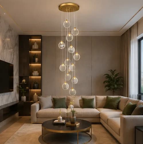 لوستر‌ سقفی بلند پلکسی گلاس کد00363 — تصویر ۱۱