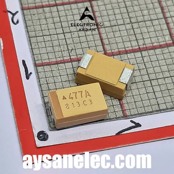 خازن تانتالیوم 470 میکروفاراد smd سایز D — تصویر ۲