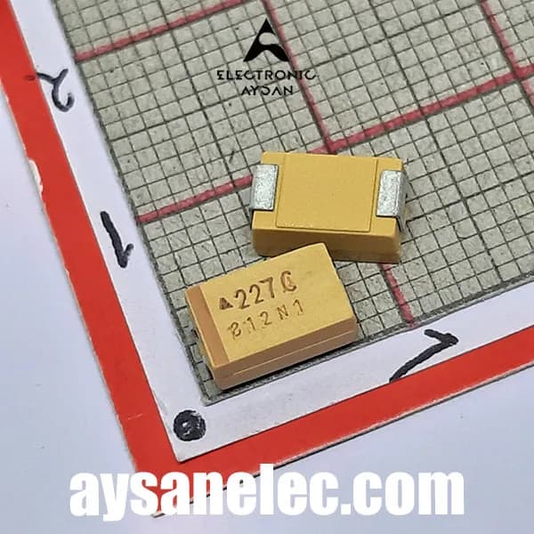 خازن تانتالیوم 220 میکروفاراد smd سایز D — تصویر ۲