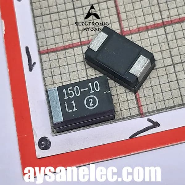 خازن تانتالیوم 150 میکروفاراد smd سایز D