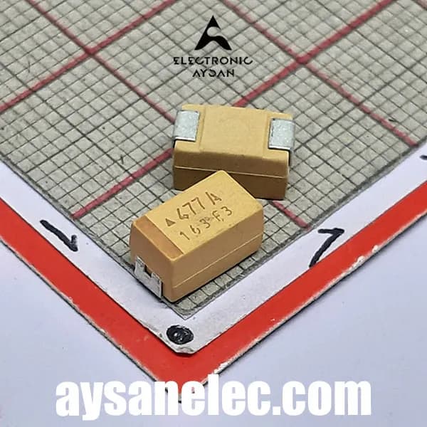 خازن smd تانتالیوم 470 میکروفاراد 10 ولت سایز E
