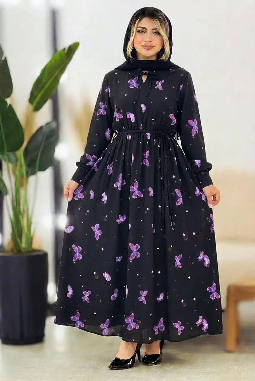 پیراهن ساحلی مدل پروانه بنفش