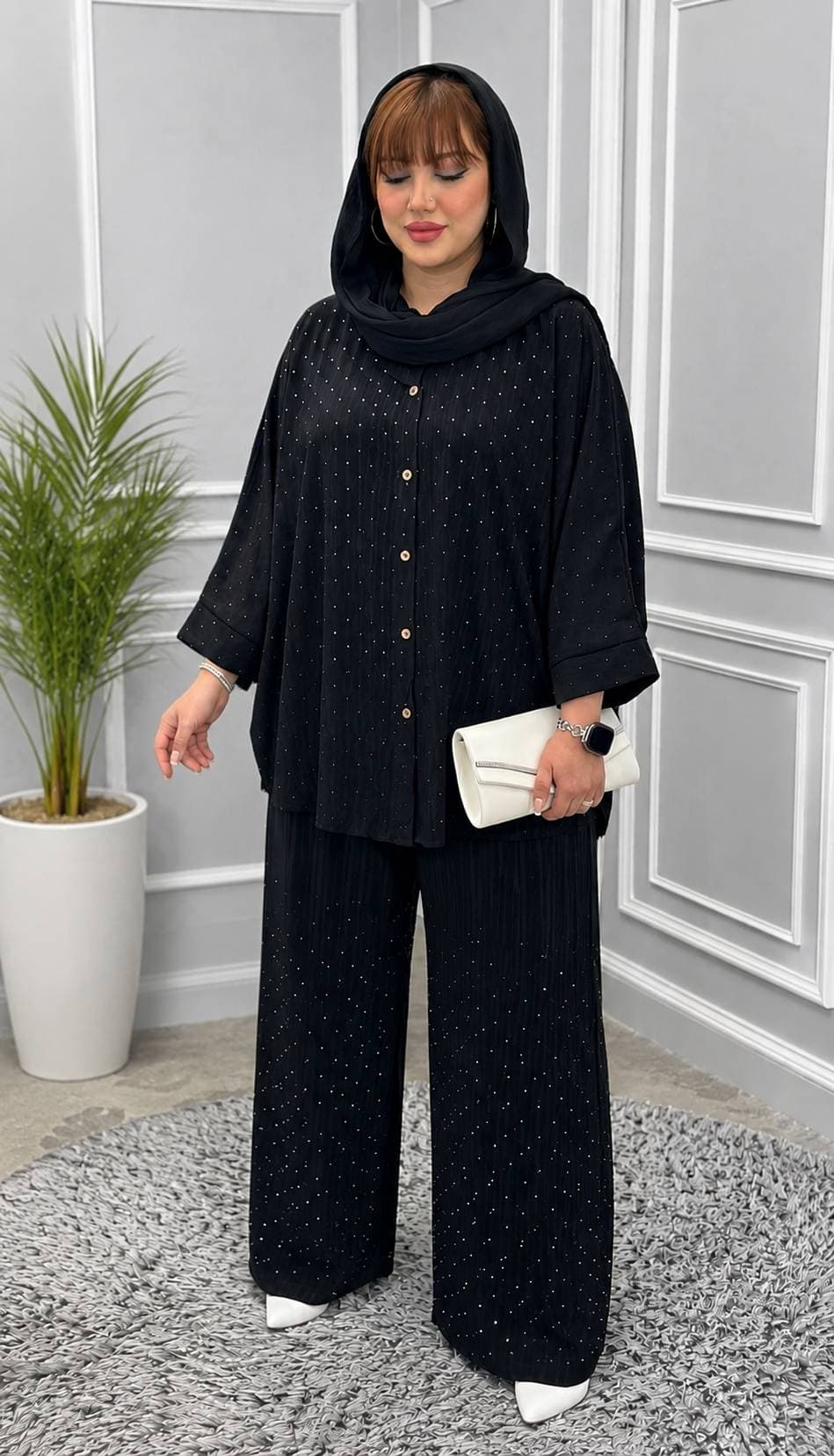 ست شومیز شلوار نگینی مدل دیبا