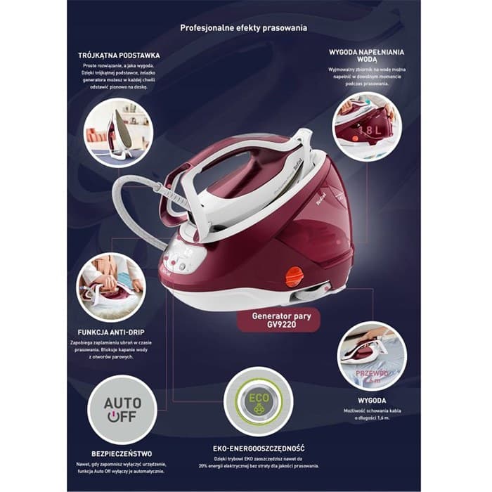 اتو بخار تفال مدل GV9220 مخزن دار ظرفیت ۱.۸ لیتر — تصویر ۵