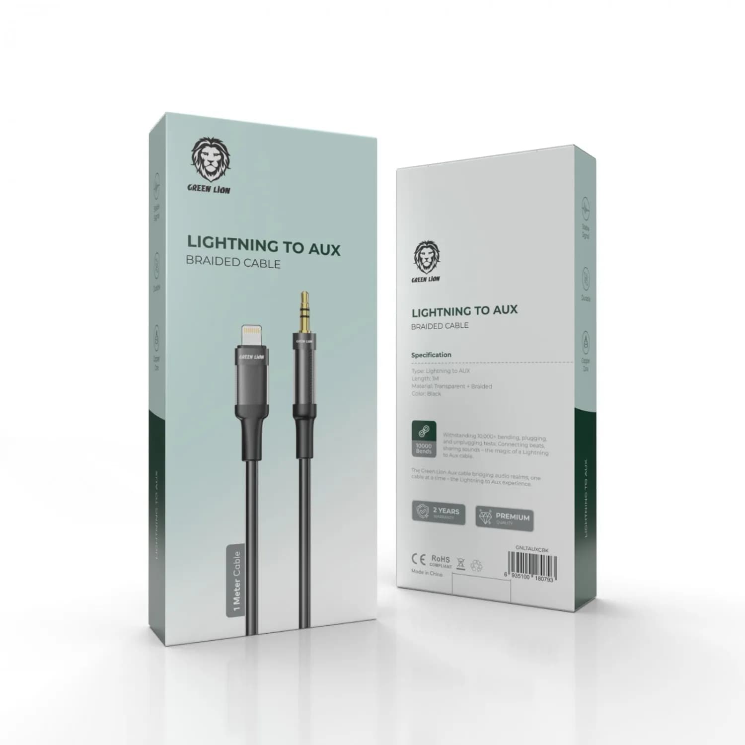 کابل Green Lion Lightning to AUX Braided Cable 1M — تصویر ۲