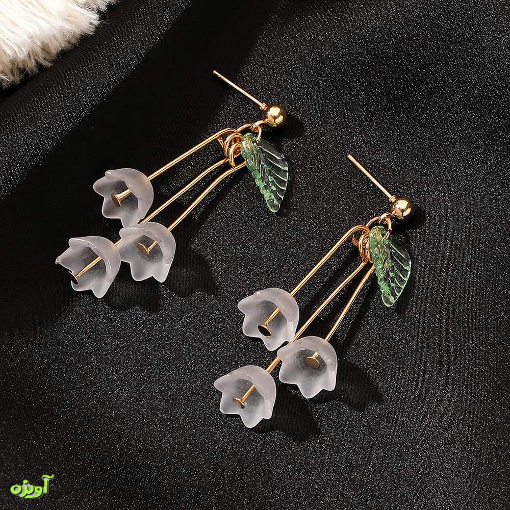 گوشواره اکریلیک گل و برگ کد 1022