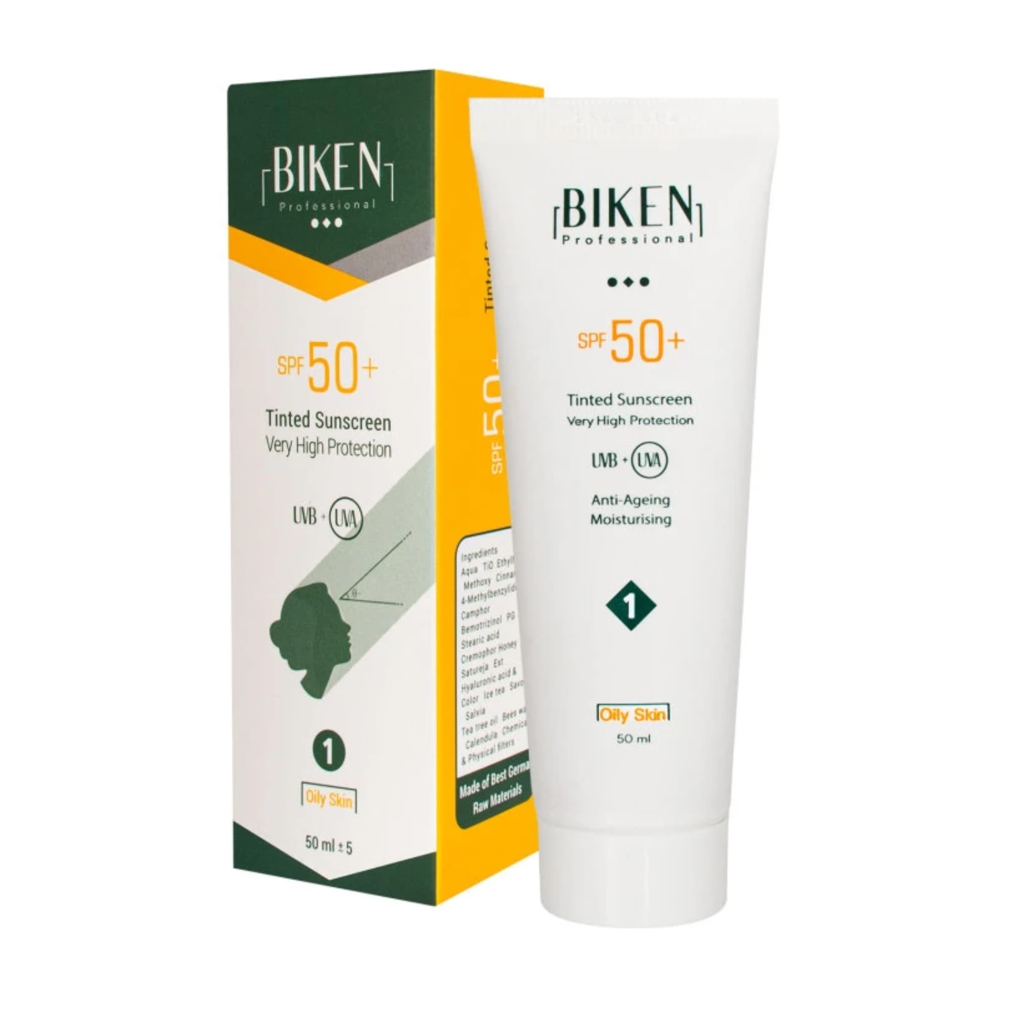 کرم ضد آفتاب رنگی SPF50 بیکن BIKEN شماره 1 مناسب پوست چرب حجم 50 میل — تصویر ۳