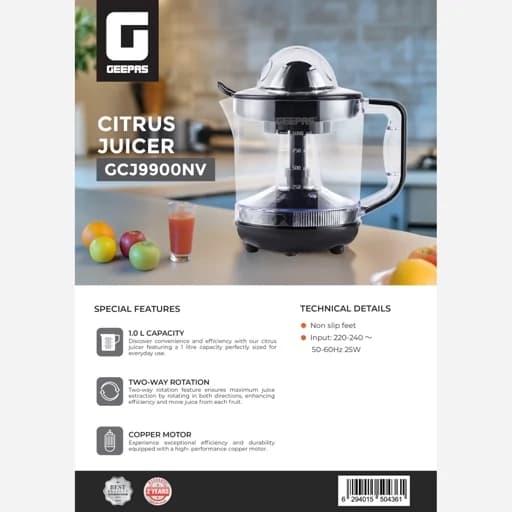 آبمیوه‌گیری جیپاس مدل GCJ9900NV ظرفیت ۱ لیتر