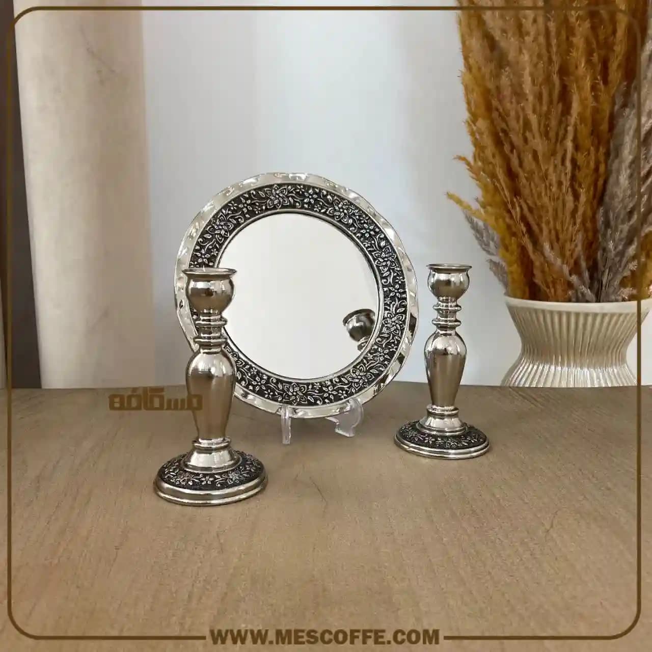 آینه شمعدان مسی گل یاس — تصویر ۲