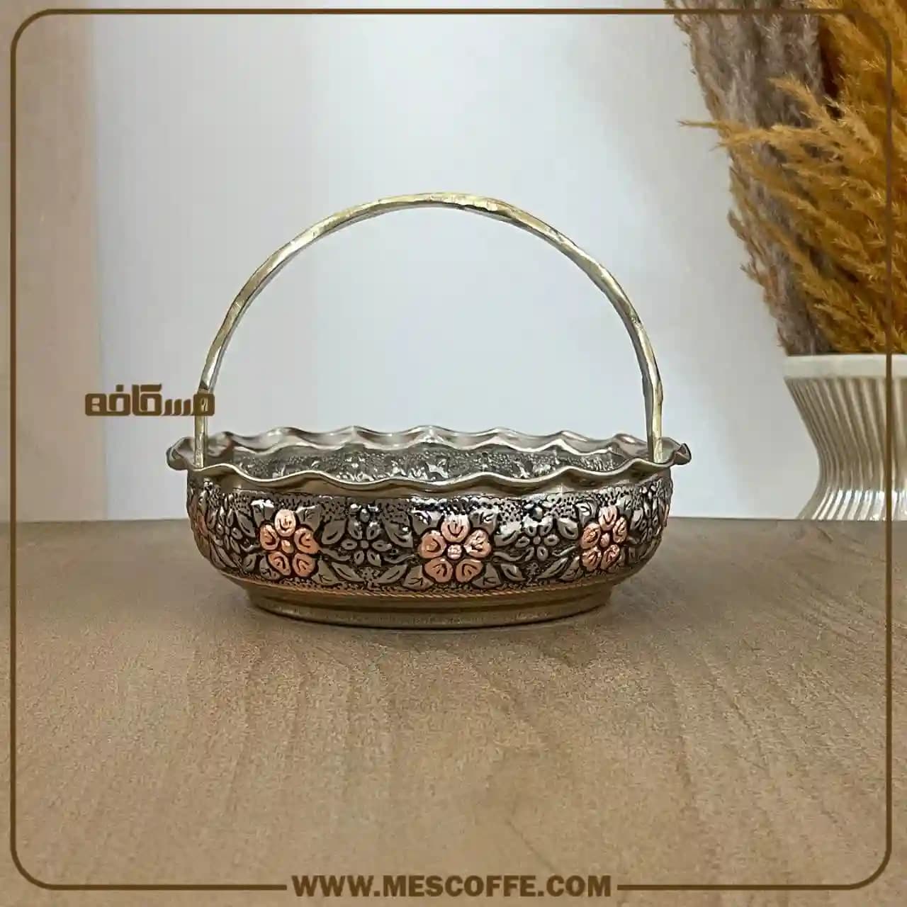 سبد پذیرایی مسی دسته دار(مدل الماستراش) — تصویر ۷