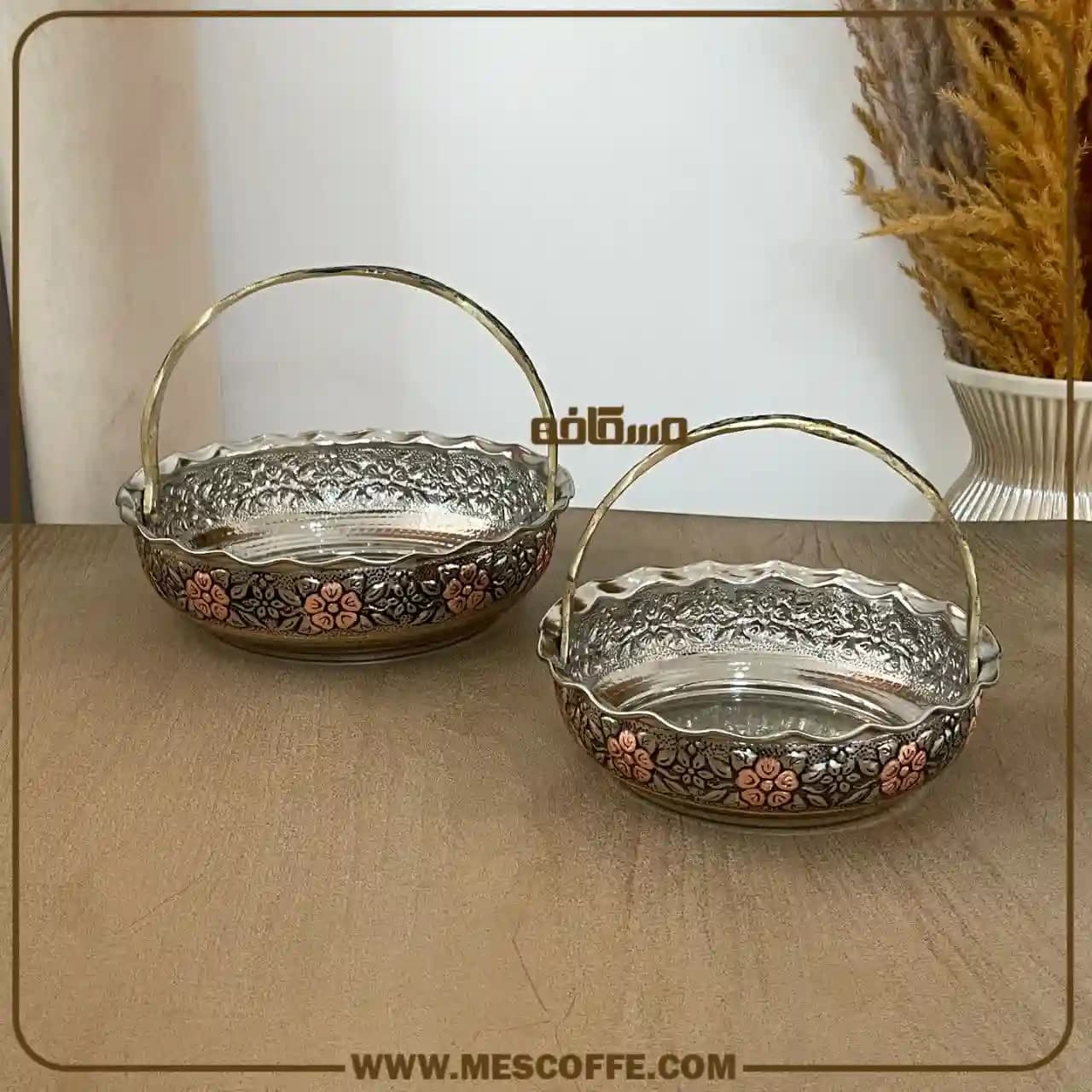 سبد پذیرایی مسی دسته دار(مدل الماستراش) — تصویر ۹