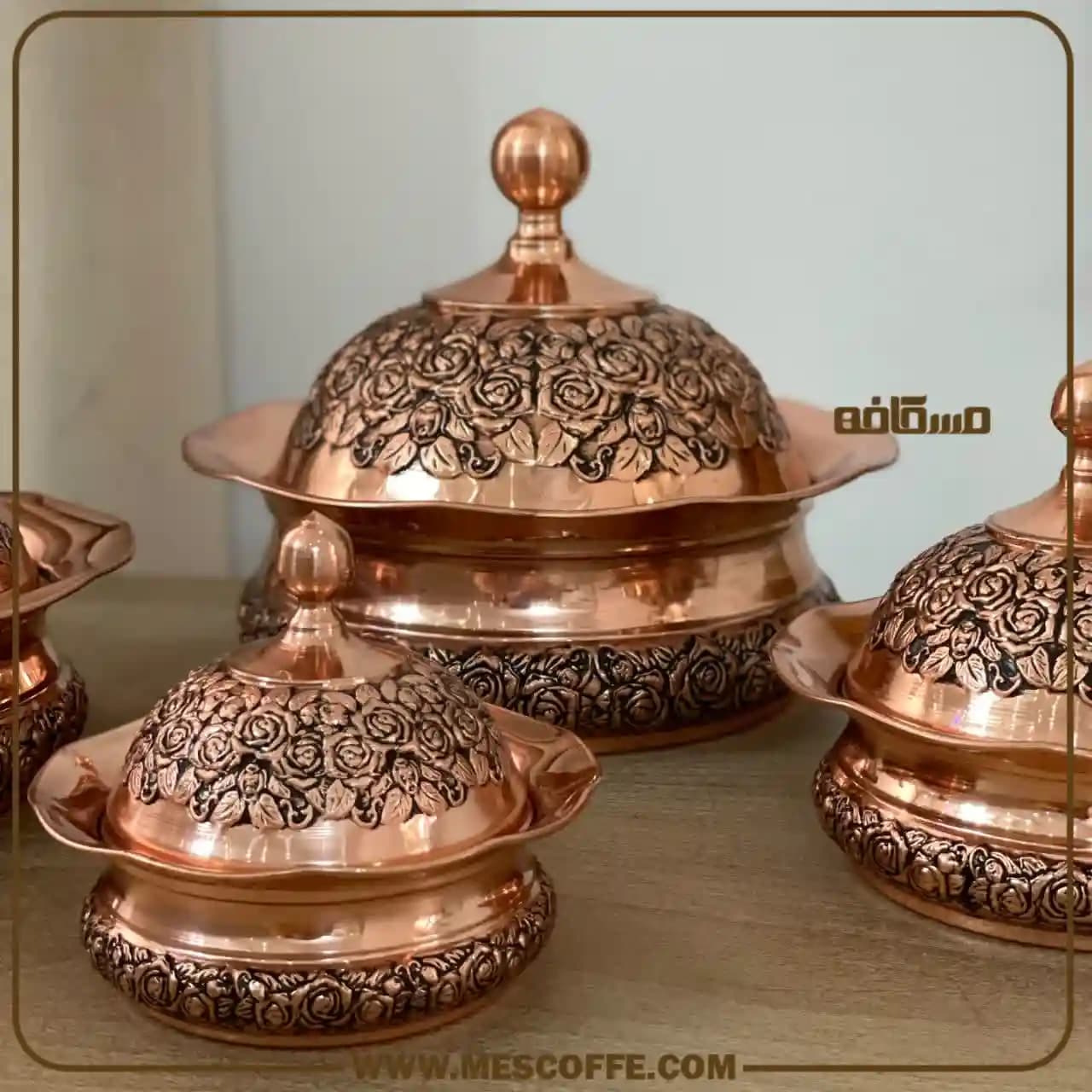 سرویس پذیرایی مسی نانو(مدل گل رز بدون پایه) — تصویر ۲