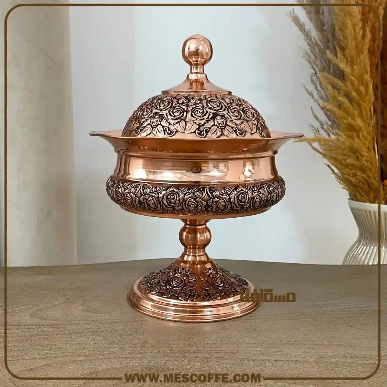 سرویس پذیرایی مسی جدید(مدل گل رز پایه دار/برندسویل) — تصویر ۶
