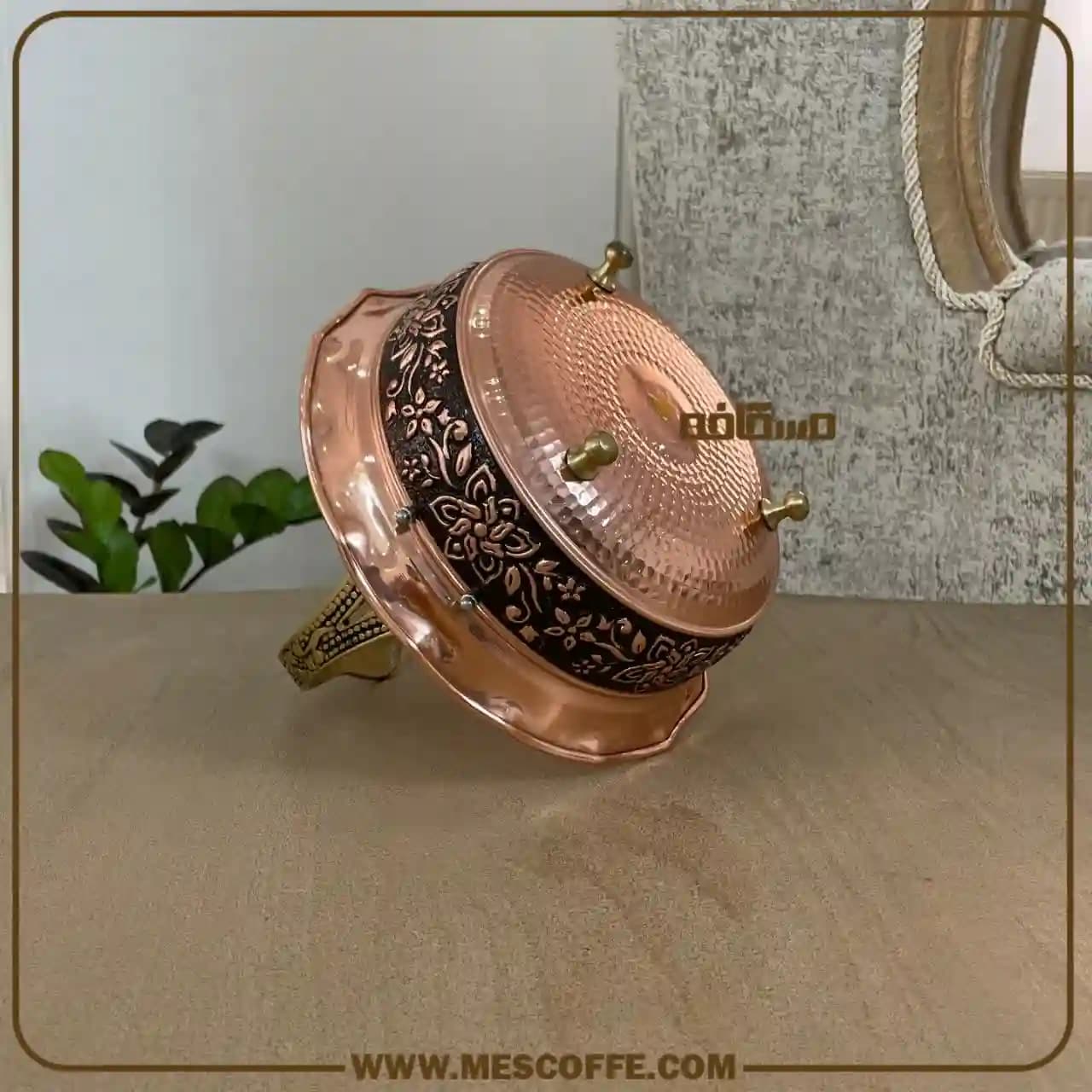 سبد پذیرایی مسی زنجان(مدل گل یاس/کد1909) — تصویر ۳