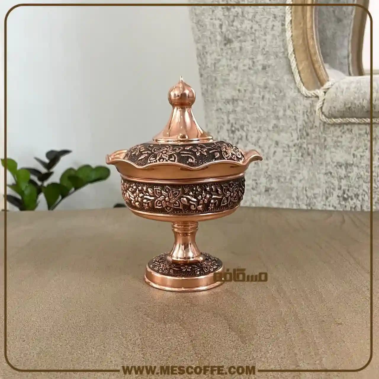 قندان مسی زنجان(مدل گل یاس/برند فضلی/کد2060) — تصویر ۵