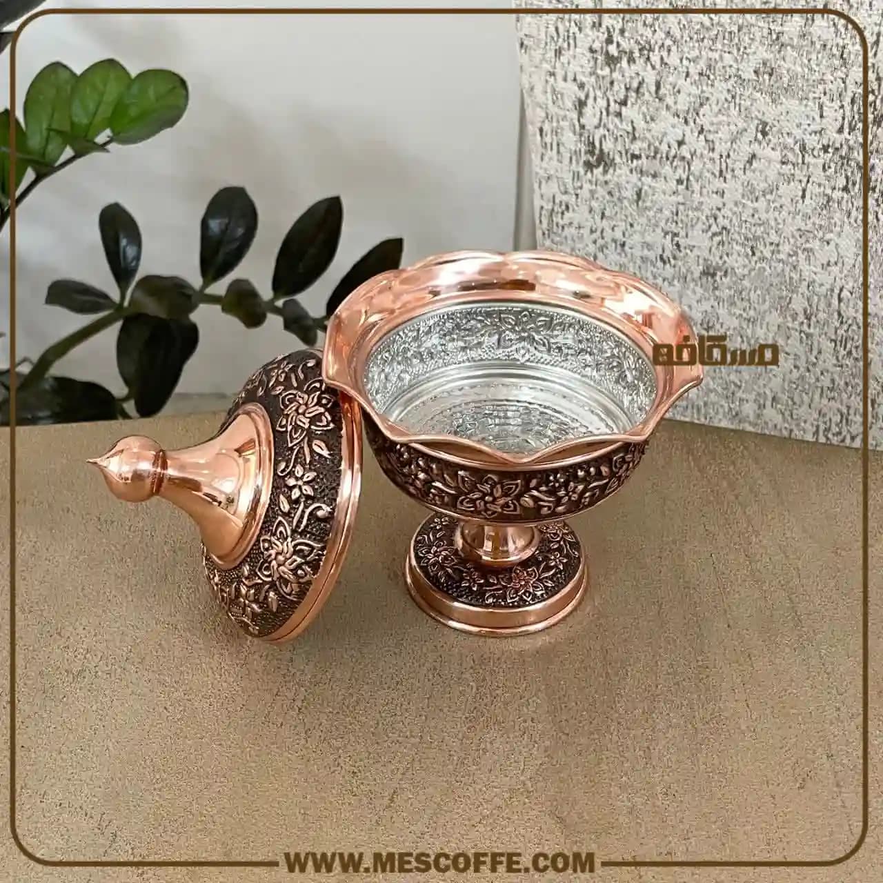 قندان مسی زنجان(مدل گل یاس/برند فضلی/کد2060) — تصویر ۶