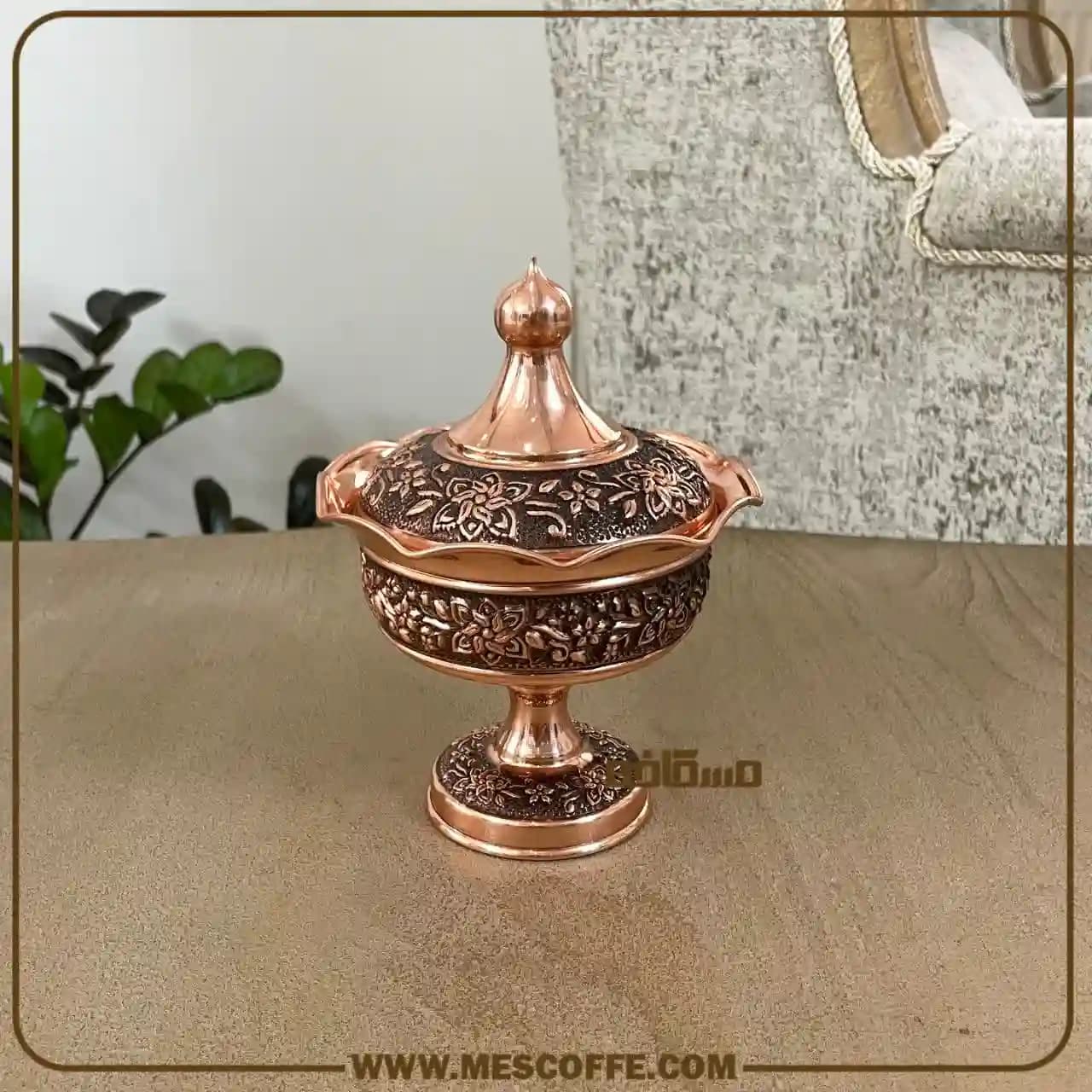 قندان مسی زنجان(مدل گل یاس/برند فضلی/کد2060) — تصویر ۸