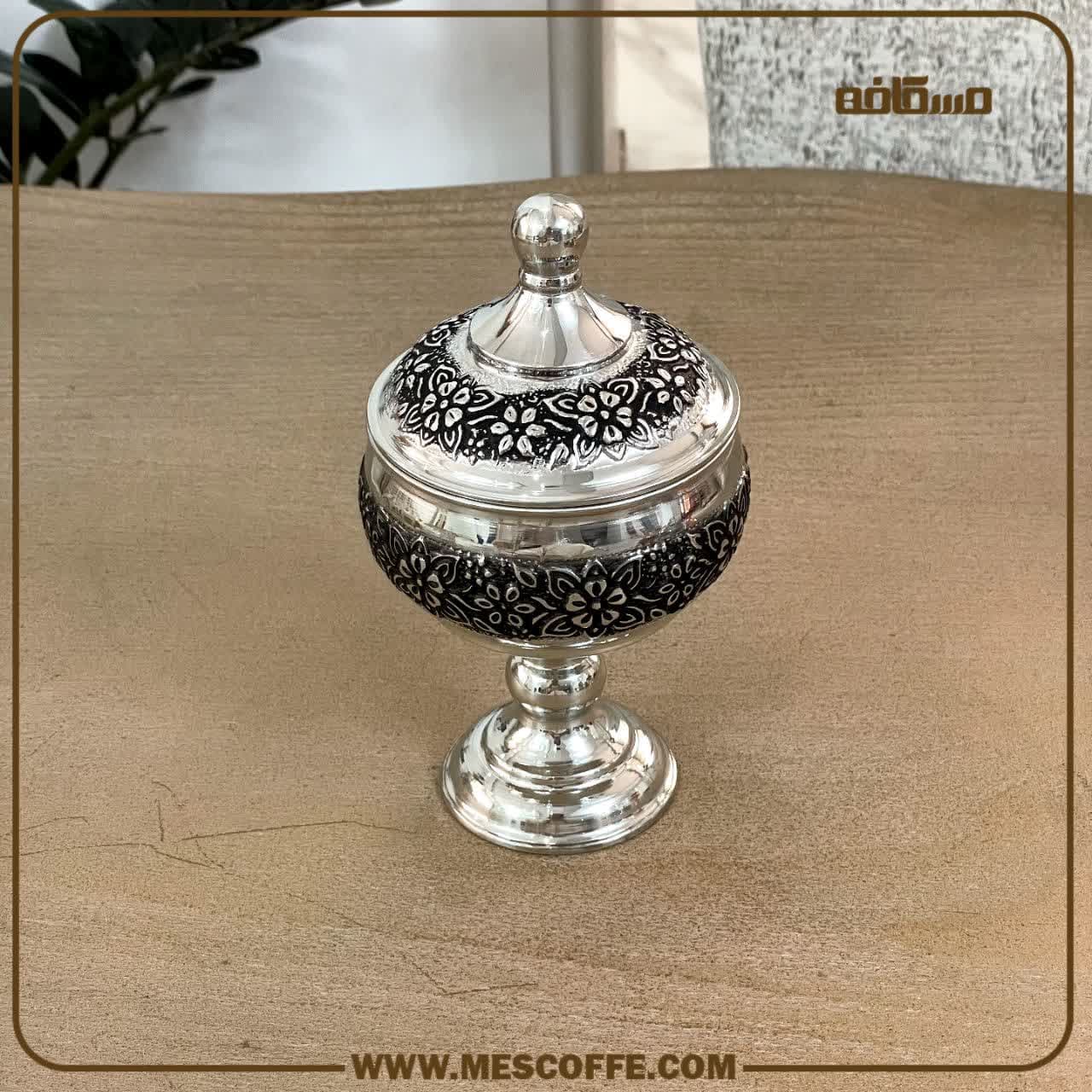 قندان مسی پایه دار روکش کروم(کد1795) — تصویر ۲